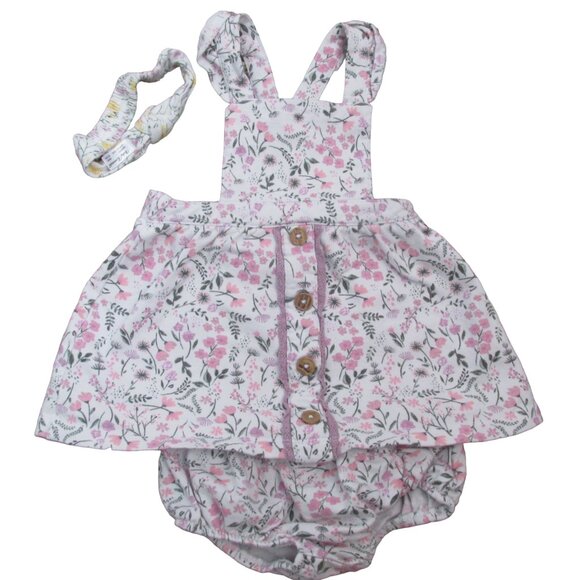 Wonder Nation‎ 3 Pc Pullover  Sleeveless Dress Girls Size 18M White Pink Floral - Picture 1 of 4